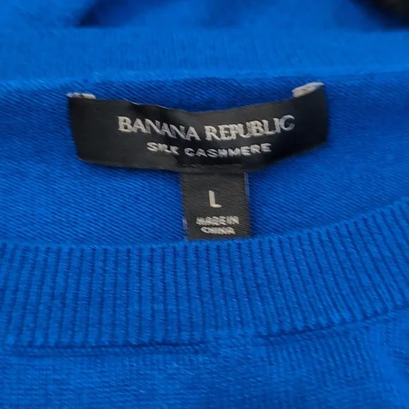 Banana Republic Royal Blue Silk Cashmere Sweater Large NWT - Picture 2 of 8